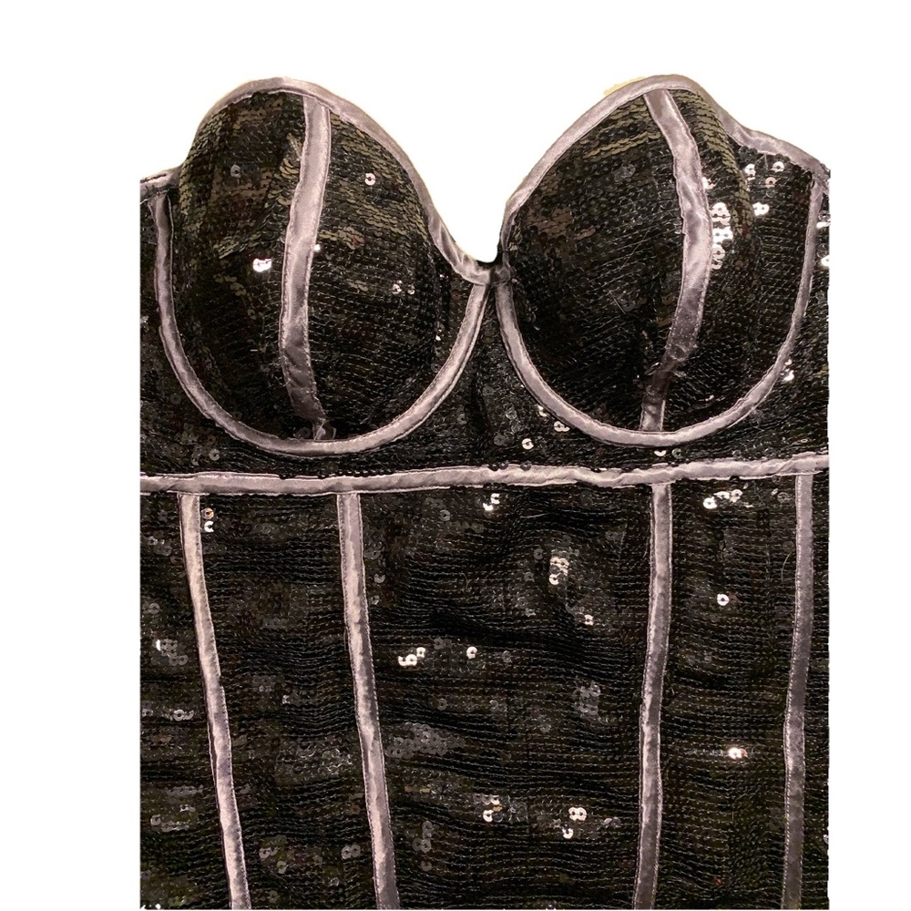 Frederick’s of Hollywood Black Sequin Corset